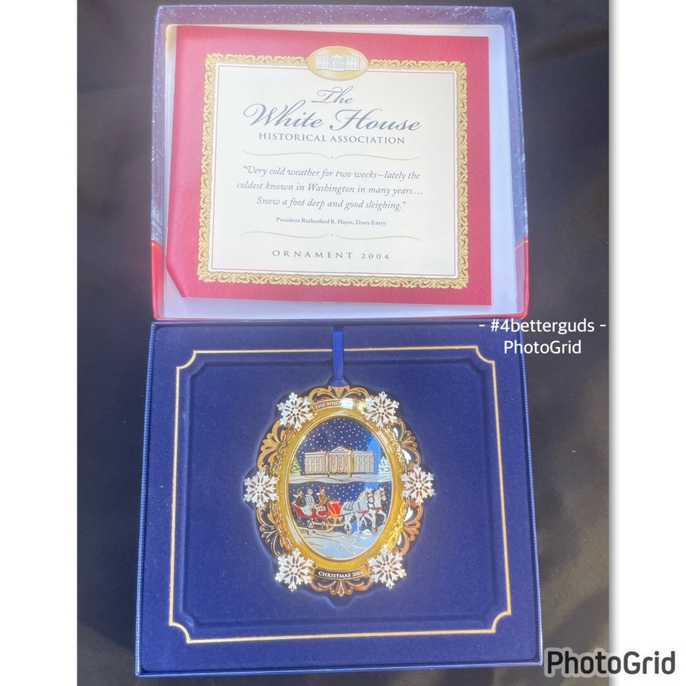 New 2004 White House Rutherford B Hayes Sleigh Historical Ornament Collection - Picture 7 of 12